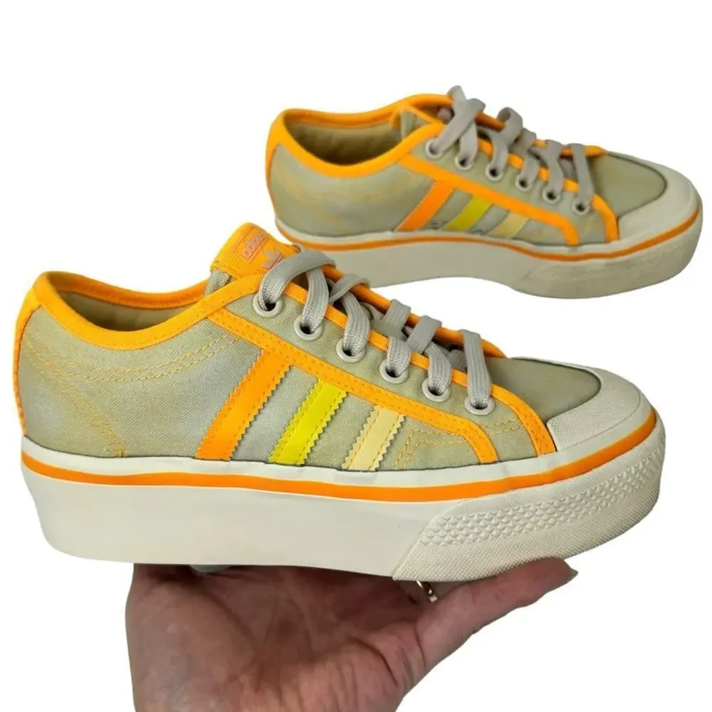 Adidas Nizza Platform Parley Women Shoe Yellow Tint Orange Sneaker Trainer SZ 5